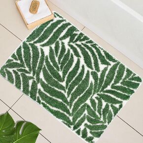 Green Bathroom Rug - Dark Green Bath Mat Small Bathroom Rug Dark Green Bathroom Mats Green Bath Rug for Bathroom Décor Jungle Leaf Cute Bathroom Rug Bath Rugs for Bathroom 16" x 24"