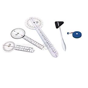 EMI EGM-650 5 Piece Physical Therapy Set - Goniometer 12 inch, 8 inch, 6 inch, Taylor Hammer, & Tape Measure
