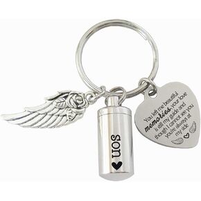 Mini Cremation Urn Keychain Sympathy Gifts for Loss of Son Small Urns for Ashes Keepsake for Son Memorial Gift