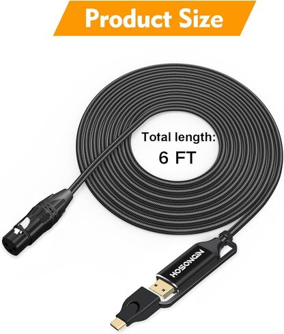 HOSONGIN USB C to XLR Cable 10 Feet,Type-c to XLR Female Microphone Cable Adapter for Audio Recording Karaoke Live Podcast in Kuwait
