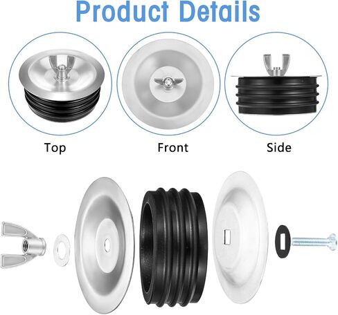 Prasacco 4 inch Sewer Cleanout Cap, Steel Mechanical Test Plug Practical Expansion Pipe Plug Durable Sewer Pipe Plug Sewer Cleanout Cover with Wing Nut Suitable for Most Pipes Sink Pools in Saudi Arabia