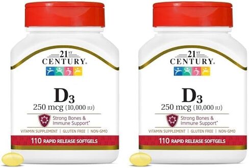 21st Century Vitamin D3 250 mcg (10,000 IU) Rapid Release Softgels, 110 Count in Saudi Arabia