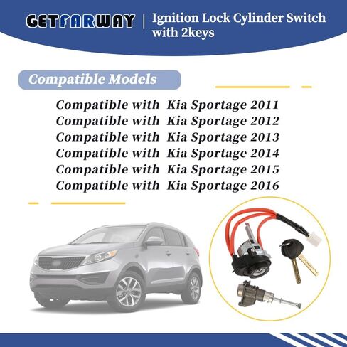 أسطوانة قفل الإشعال والباب مع 2 مفاتيح متوافقة مع كيا أوبتيما 2016 2017 2018 2019 2020، استبدال 81991-35240 in Kuwait