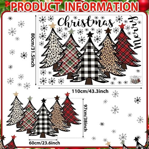 2 Pcs Large Christmas Tree Wall Decals Large Merry Christmas Watercolor Tree Wall Stickers Peel and Stick Removable Xmas Pine Tree Wall Decals for Bedroom Living Room Offices Home Decoration in Saudi Arabia