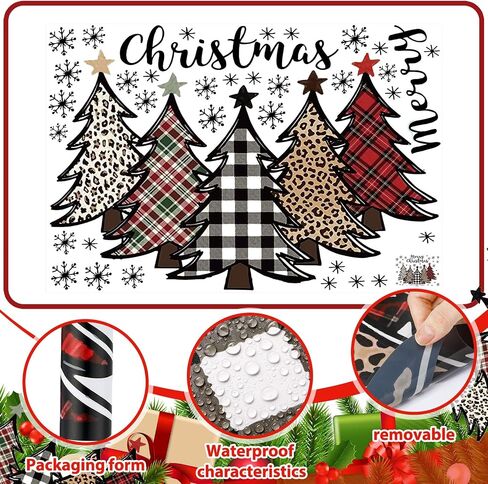 2 Pcs Large Christmas Tree Wall Decals Large Merry Christmas Watercolor Tree Wall Stickers Peel and Stick Removable Xmas Pine Tree Wall Decals for Bedroom Living Room Offices Home Decoration in Saudi Arabia
