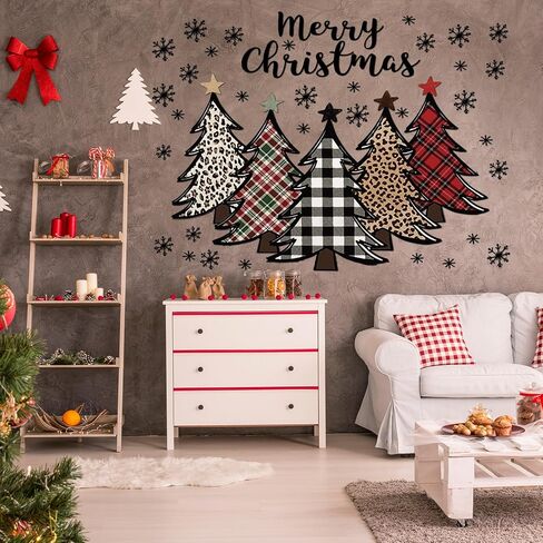 2 Pcs Large Christmas Tree Wall Decals Large Merry Christmas Watercolor Tree Wall Stickers Peel and Stick Removable Xmas Pine Tree Wall Decals for Bedroom Living Room Offices Home Decoration in Saudi Arabia