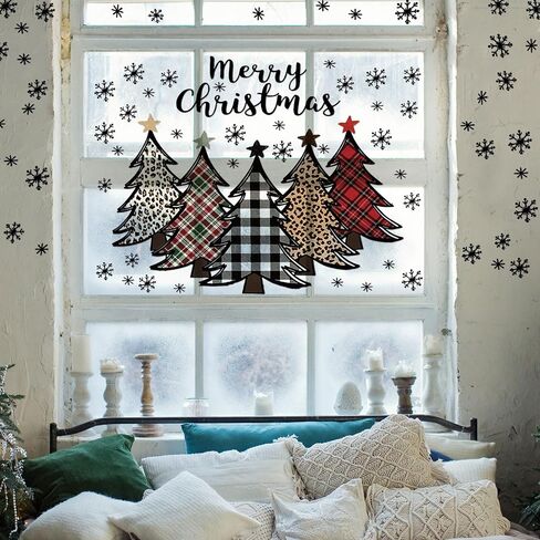 2 Pcs Large Christmas Tree Wall Decals Large Merry Christmas Watercolor Tree Wall Stickers Peel and Stick Removable Xmas Pine Tree Wall Decals for Bedroom Living Room Offices Home Decoration in Saudi Arabia