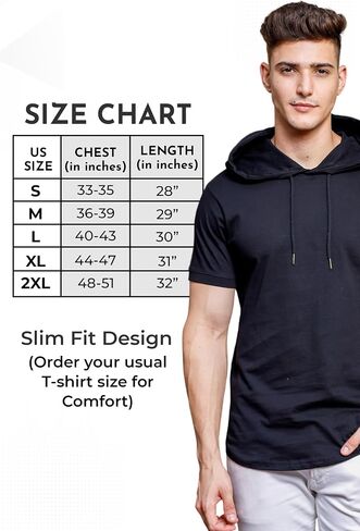 Short Sleeve Hooded T-Shirts for Men - 100% Cotton Shirts - Lightweight Muscle Tees Pullover Summer Hoodies in Saudi Arabia