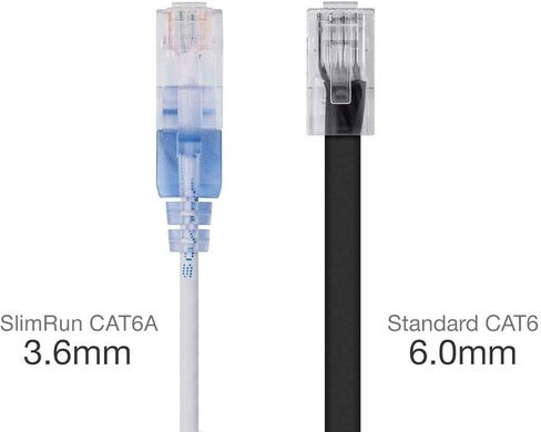 كابل تصحيح Monoprice Cat6A Ethernet - Snagless، 550 ميجا هرتز، 10 جيجا، UTP، سلك نحاسي نقي، 30AWG، 14 قدم، أسود - سلسلة SlimRun in Saudi Arabia