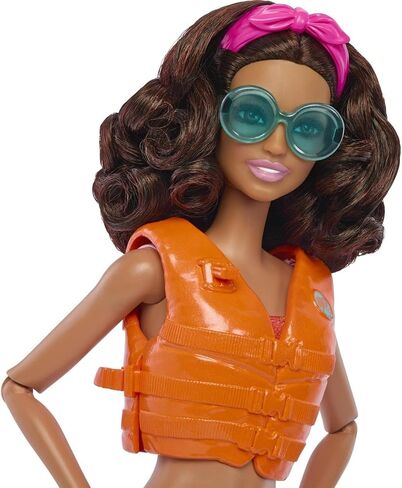 Barbie HPL69 Surf Doll Articulated Mannequin Brown Surfboard Puppy Themed Accessories Children's Toy from 3 Years in Saudi Arabia