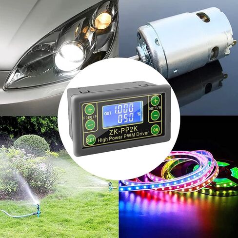 وحدة محرك تأخير الدورة ZK-PP2K 8A وضع مزدوج عالي الطاقة PWM وحدة تحكم في سرعة محرك التعتيم LCD دورة تردد النبض 1 هرتز - 150 كيلو هرتز، مع كابل أحمر وأسود in Saudi Arabia