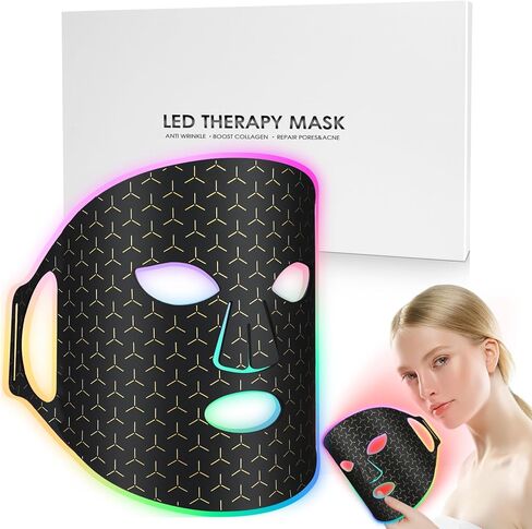 العلاج بالضوء الأحمر للوجه، قناع الوجه 7 في 1 LED العلاج بالضوء مع جهاز التحكم عن بعد، قناع العلاج بالضوء الأحمر خفيف الوزن قابل لإعادة الشحن مع وظيفة التوقيت، 300 خرزة LED، للمنزل والسفر in Kuwait