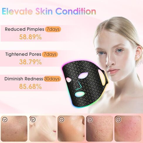 العلاج بالضوء الأحمر للوجه، قناع الوجه 7 في 1 LED العلاج بالضوء مع جهاز التحكم عن بعد، قناع العلاج بالضوء الأحمر خفيف الوزن قابل لإعادة الشحن مع وظيفة التوقيت، 300 خرزة LED، للمنزل والسفر in Kuwait