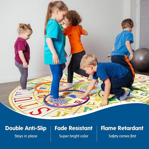 سجادة Booooom Jackson للأطفال للفصل الدراسي ABC Mat مقاس 6'5''x6'5'' سجادة لدائرة الحضانة في مرحلة ما قبل المدرسة سجادة الأبجدية، سجادة منطقة اللعب الابتدائية سجادة تعليمية مع دعم غير قابل للانزلاق (بيج، 6.5 × 6.5 قدم) in Kuwait