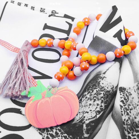 قطعتان من زخارف شرابة من الخرز الخشبي للخريف على شكل قرع وقيقب لمزرعة الخريف خرز خشبي ريفي لفصل الخريف ديكور صينية متدرج مع زخارف شرابات بنية منقوشة in Kuwait