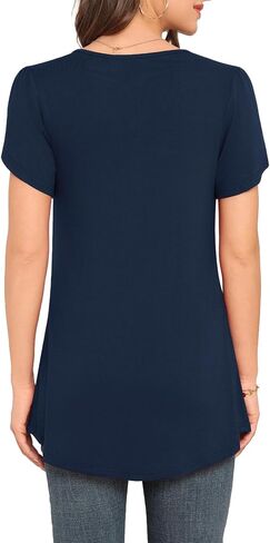 LAOLASI Womens 2024 Summer Tunic Petal Short Sleeve Casual Tops V Neck Flowy Tee Hide Belly Shirt Blouse in Kuwait