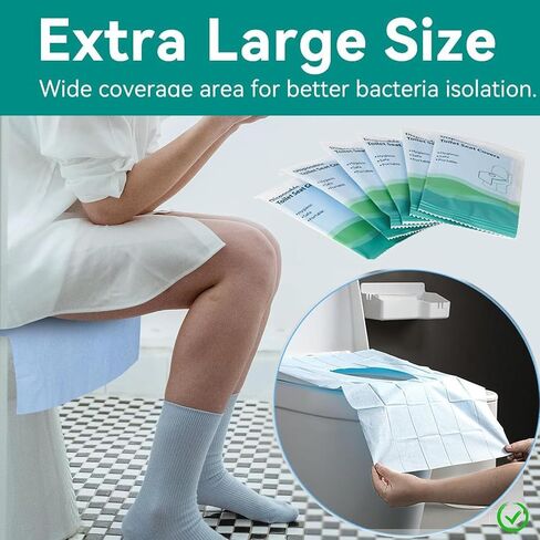 Toilet Seat Covers Disposable 15.6in*23.4in Waterproof Non-Slip 2 Layers 30 Pack Individually Wrapped Adults and Kids Potty Training Travel Essential for Public Restroom/Airplane/Outdoors in Saudi Arabia