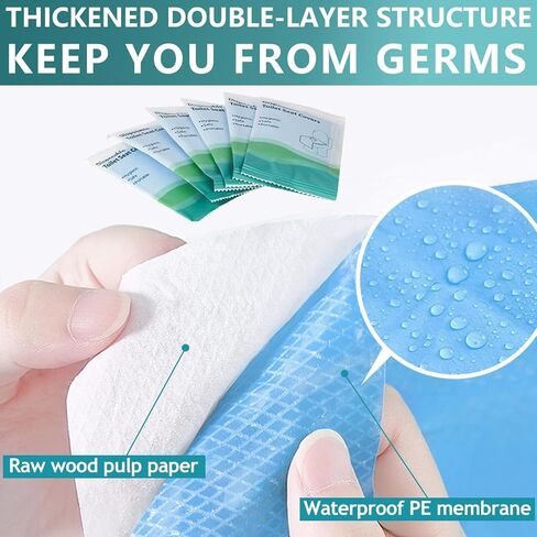 Toilet Seat Covers Disposable 15.6in*23.4in Waterproof Non-Slip 2 Layers 30 Pack Individually Wrapped Adults and Kids Potty Training Travel Essential for Public Restroom/Airplane/Outdoors in Saudi Arabia
