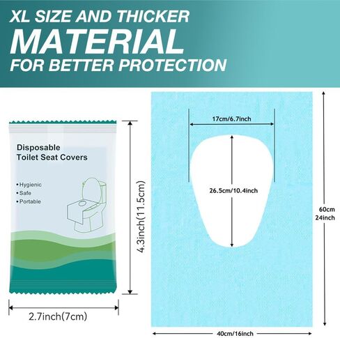 Toilet Seat Covers Disposable 15.6in*23.4in Waterproof Non-Slip 2 Layers 30 Pack Individually Wrapped Adults and Kids Potty Training Travel Essential for Public Restroom/Airplane/Outdoors in Saudi Arabia