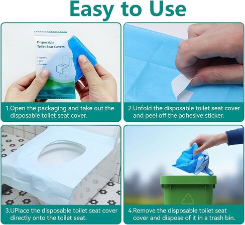 Toilet Seat Covers Disposable 15.6in*23.4in Waterproof Non-Slip 2 Layers 30 Pack Individually Wrapped Adults and Kids Potty Training Travel Essential for Public Restroom/Airplane/Outdoors in Saudi Arabia