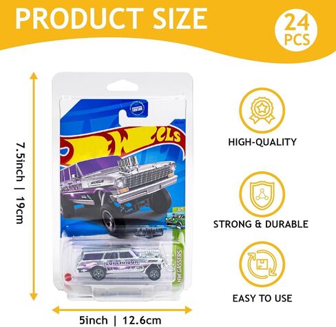 24 Pack for Hot Wheels. & Matchbox. Enhance Your Display and Storage Experience with Protector Cases, 6.5" x 4.25 (24) in Saudi Arabia