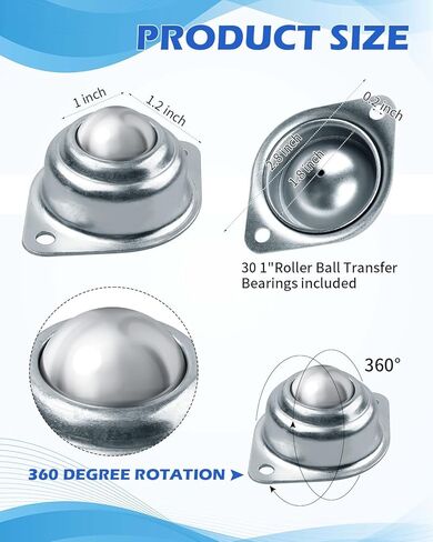 60 قطعة محمل نقل الكرة الدوارة، عجلات كروية من الصلب الكربوني مقاس 1 بوصة، وحدة نقل الكرة المستديرة المثبتة عالميًا لحامل الأسطوانة الناقل، الأثاث، ناقل الحركة، برغي العربة in Kuwait