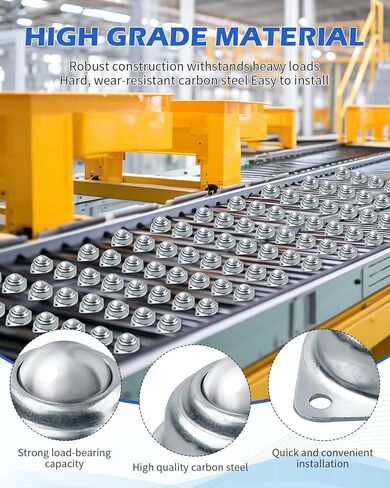 60 قطعة محمل نقل الكرة الدوارة، عجلات كروية من الصلب الكربوني مقاس 1 بوصة، وحدة نقل الكرة المستديرة المثبتة عالميًا لحامل الأسطوانة الناقل، الأثاث، ناقل الحركة، برغي العربة in Kuwait