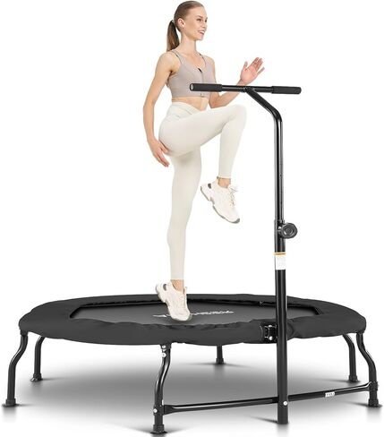 ANCHEER 50 بوصة ترامبولين ريبوندر للبالغين مع بار، 550 رطل ترامبولين صغير للتمارين الهادئة، بنجي ريبوندر، القفز، تدريب القلب للبالغين in Kuwait