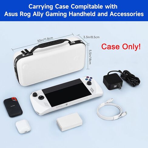 حقيبة حمل متوافقة مع Asus Rog Ally Gaming المحمولة مع واقي الشاشة وأغطية قبضة الإبهام من السيليكون، حقيبة تخزين واقية للسفر ذات هيكل صلب تناسب سبائك Rog وملحقاتها (أبيض) in Kuwait