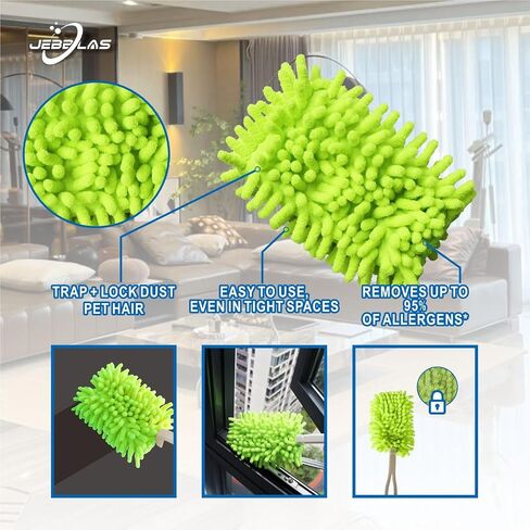 JEBBLAS Reusable Duster Refill Microfiber Duster Head for Name Brand Handle, 360 Heavy Duty Dusters Refills, Green, 4 Pack(Handle is Not Included) in Saudi Arabia