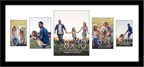 Americanflat 12x28 Collage Picture Frame with Polished Plexiglass - Fits One 8x10, Two 4x6 and Two 5x7 Photos or One 12x28 Photo - Gallery Wall Frame Set - Signature Collection – Black in Saudi Arabia
