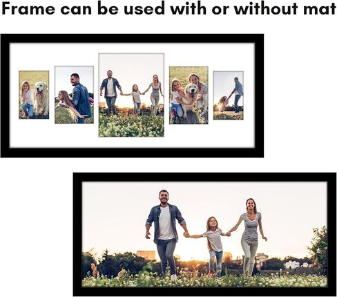Americanflat 12x28 Collage Picture Frame with Polished Plexiglass - Fits One 8x10, Two 4x6 and Two 5x7 Photos or One 12x28 Photo - Gallery Wall Frame Set - Signature Collection – Black in Saudi Arabia