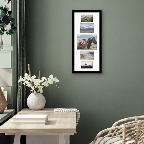 Americanflat 12x28 Collage Picture Frame with Polished Plexiglass - Fits One 8x10, Two 4x6 and Two 5x7 Photos or One 12x28 Photo - Gallery Wall Frame Set - Signature Collection – Black in Saudi Arabia
