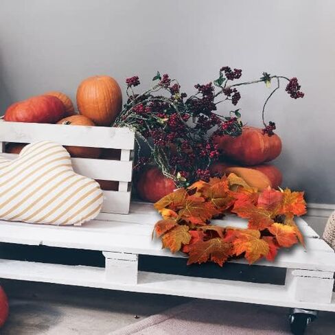 إكليل أوراق القيقب مصنوع يدويًا: عرض 40.64 سم، أوراق حرير متعددة الألوان، الخريف والخريف، الباب الأمامي، ديكور المنزل والمكتب in Kuwait