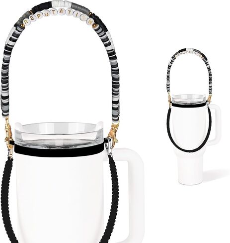 Hot Pink Stanley Cup Handle Water Bottle Holder with Strap Silicon Water Bottle with Strap “Love Story" Taylor Beads Stanley Strap Carrier Bottle Holder Strap Stanley Cup Sling Stanley Cup Accessories in Kuwait