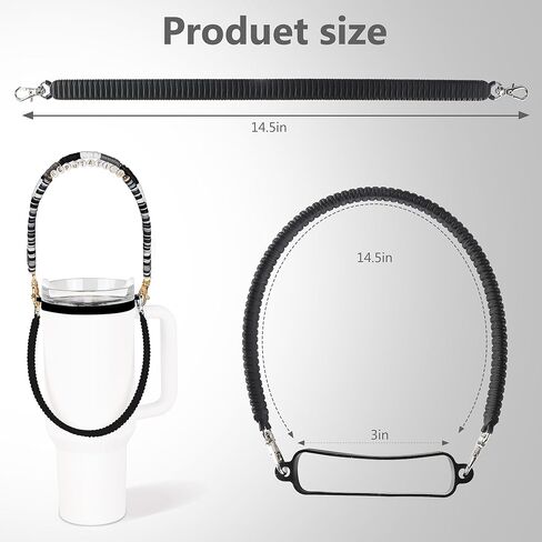 Hot Pink Stanley Cup Handle Water Bottle Holder with Strap Silicon Water Bottle with Strap “Love Story" Taylor Beads Stanley Strap Carrier Bottle Holder Strap Stanley Cup Sling Stanley Cup Accessories in Kuwait