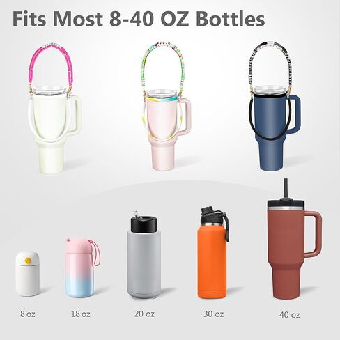 Hot Pink Stanley Cup Handle Water Bottle Holder with Strap Silicon Water Bottle with Strap “Love Story" Taylor Beads Stanley Strap Carrier Bottle Holder Strap Stanley Cup Sling Stanley Cup Accessories in Kuwait