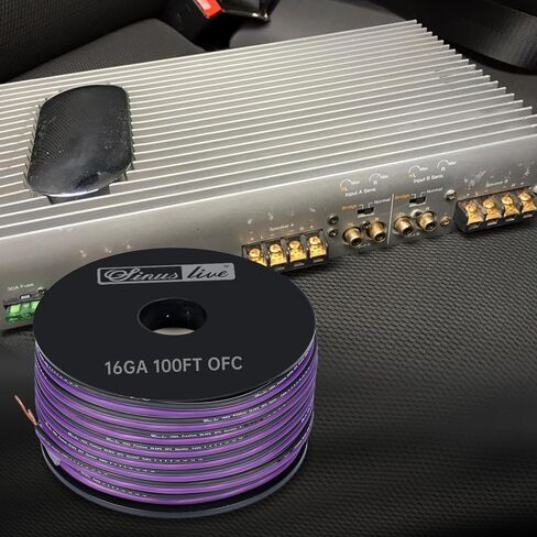 Sinus Live 16-18AWG OFC(Oxygen Free Copper) Speaker Wire Great use for Home Theater Speakers and Car Speakers, Purple and Black (50FT OFC) in Kuwait
