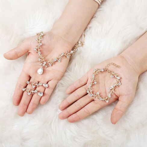 Rhinestone Wedding Jewelry Sets for Bridal Women Crystal Necklace Bracelet Earrings Set Prom Jewelry Set for Brides in Saudi Arabia