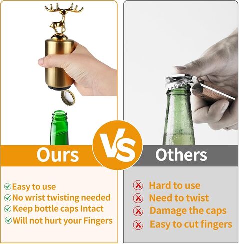 Magnetic Beer Bottle Opener Push Down-Pop Off Bottle Cap Opener Automatic Beer Opener Magnetic Cap Catcher No Damage to Caps，Magnet to Refrigerator, Gifts for Dad, Men, Him, Husband,Boyfriend in Saudi Arabia