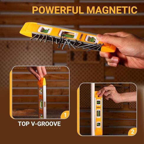 DEKOPRO 9 بوصة مستوى الصندوق المغناطيسي مستوى الطوربيد، 3 فقاعات مختلفة/45 درجة/90 درجة/180 درجة قياس مستوى الطوربيد المقاوم للصدمات in Kuwait