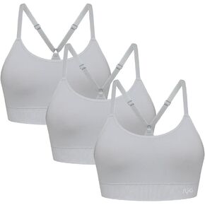 Ryka Women's Katharina Seamless Yoga Racerback Sports Bra with Removable Pads, 3 Pack, MCRCHP/MCRCHP/M, Large
