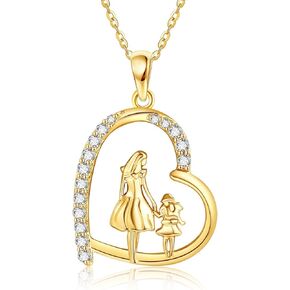 ELFRONT Mom/Dad Necklace 14K Gold Mother/Father Daughter Jewelry New Mom Birthday Mother's Day Gifts for Women Girls