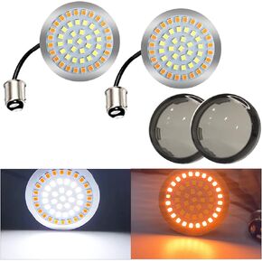 1156 BA15S Motorcycle LED Rear Tail Light Brake Turn Signal Taillight Compatible for Harley Davidson Softail Dyna Sportster Touring Street Glide Road King,Amber White,1 set