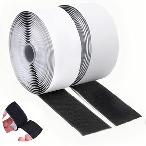 2 Inch x 5 Yards Hook and Loop Tape with Adhesive,Strong Back Adhesive Fasten Mounting Strip,Double Roll Self Adhesive Heavy Duty Tape-Replaces Holes and Screws