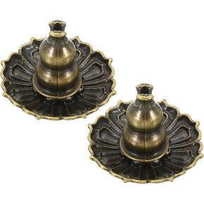 PATIKIL Incense Stick Holder, 2 Pack Incense Burner Plate Holder Alloy Incense Base for Yoga Spa Room Home Office, Red Bronze Lotus Type