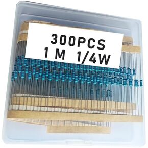 1M 1/4W, 1M 1/4W, 1M ohm, 1M 1/4W, 1Mresistor, 1M ohm resistor, 1M ohm Metal resistor, 1M Metal Film resistors 1/4w(0.25w) 1% tolerance 0.01 MF Metal Film Fixed Resistor 300 pcs