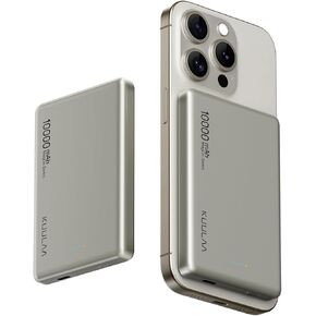 Kuulaa Magsafe بطارية حزمة 10000 مللي أمبير شاحن محمول Magsafe 0.47 بوصة مغناطيسي لاسلكي Apple شاحن محمول 20 وات USB-C توصيل الطاقة لـ 0.47 بوصة iPhone 15/14/13/12 سلسلة، رمادي