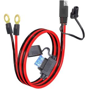 SAE Power Socket Sidewall Port Connector, 10AWG 2Pin SAE Quick Connect Solar Panel Flush Mount Connector Plug Cable Weatherproof for Solar Generator Battery Charger DIY Cord,(50cm/1.6ft)