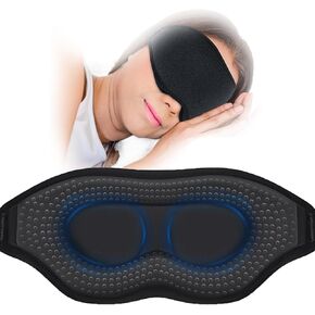 Cotton Weighted Sleep Eye Masks（4.2 Oz /120g for Men and Women - Ergonomic 3D Hollowed Out Sleep Eye Mask for Travel,Sleep,Business Trip